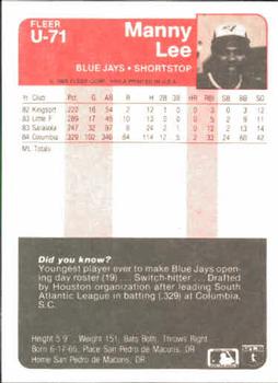 Manuel Lee  baseball card collectible - Main Image 2