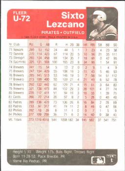 Sixto Lezcano  baseball card collectible - Main Image 2