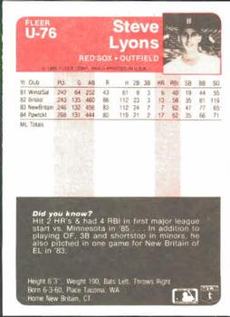 Steve Lyons  baseball card collectible - Main Image 2