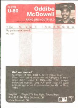 Oddibe McDowell  baseball card collectible - Main Image 2