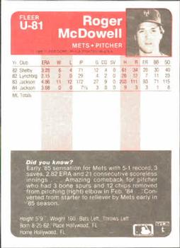 Roger McDowell  baseball card collectible - Main Image 2