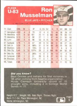 Ron Musselman  baseball card collectible - Main Image 2