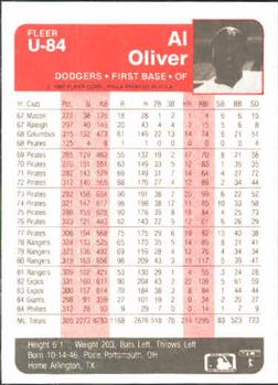 Al Oliver  baseball card collectible - Main Image 2