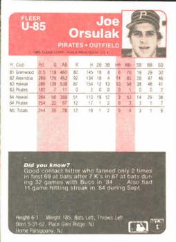 Joe Orsulak  baseball card collectible - Main Image 2
