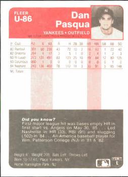 Dan Pasqua  baseball card collectible - Main Image 2