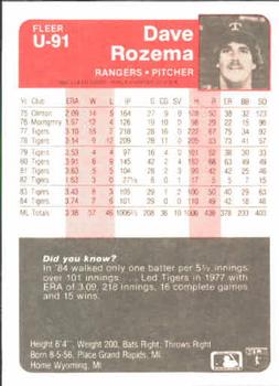 Dave Rozema  baseball card collectible - Main Image 2