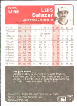 Luis Salazar  baseball card collectible - Main Image 2