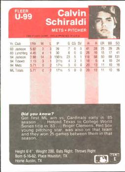 Calvin Schiraldi  baseball card collectible - Main Image 2