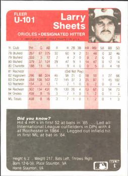Larry Sheets  baseball card collectible - Main Image 2