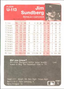 Jim Sundberg  baseball card collectible - Main Image 2