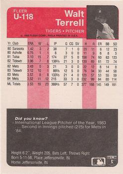 Walt Terrell  baseball card collectible - Main Image 2