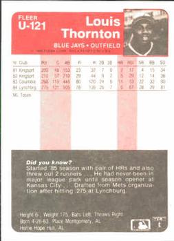 Lou Thornton  baseball card collectible - Main Image 2