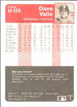 Dave Valle  baseball card collectible - Main Image 2