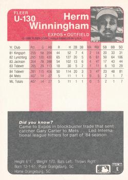 Herm Winningham  baseball card collectible - Main Image 2