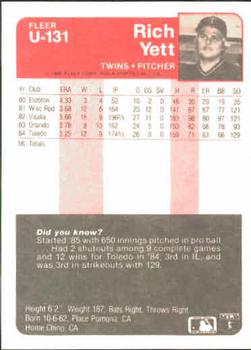 Rich Yett  baseball card collectible - Main Image 2