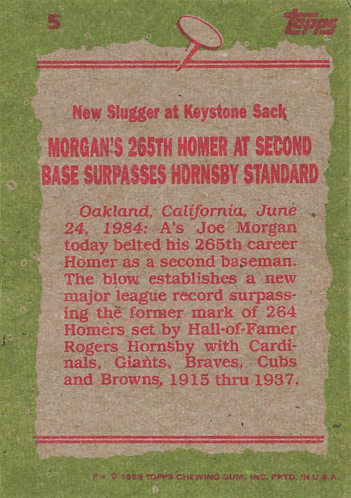 Joe Morgan  baseball card collectible - Main Image 2