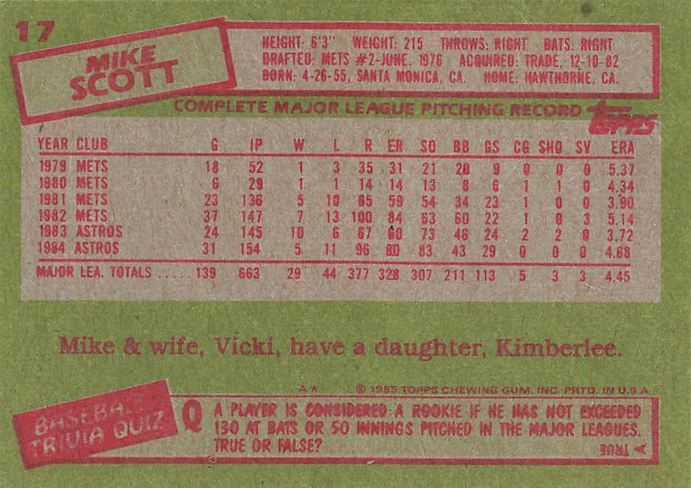 Mike Scott  baseball card collectible - Main Image 2