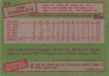 Tom Gorman  baseball card collectible - Main Image 2