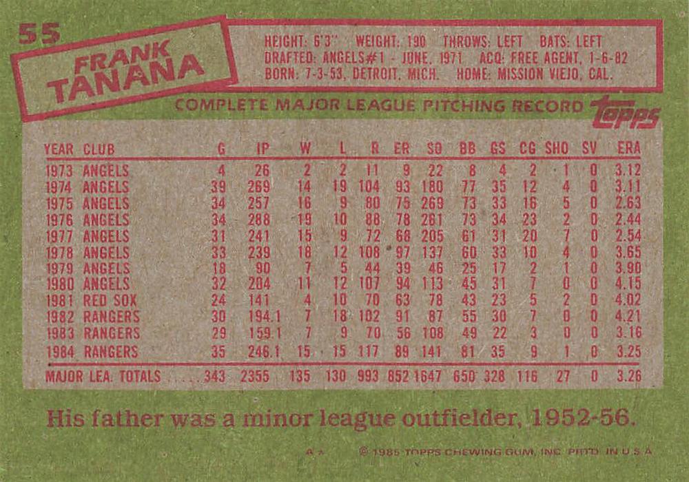 Frank Tanana  baseball card collectible - Main Image 2