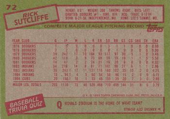 Rick Sutcliffe  baseball card collectible - Main Image 2