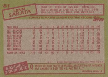 Lenn Sakata  baseball card collectible - Main Image 2