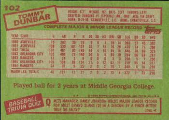 Tommy Dunbar  baseball card collectible - Main Image 2