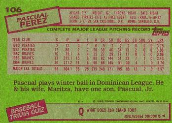 Pascual Perez  baseball card collectible - Main Image 2