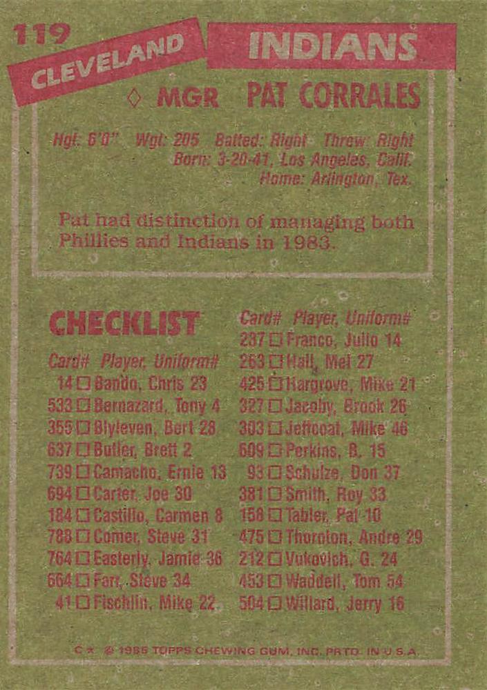 Pat Corrales  baseball card collectible - Main Image 2