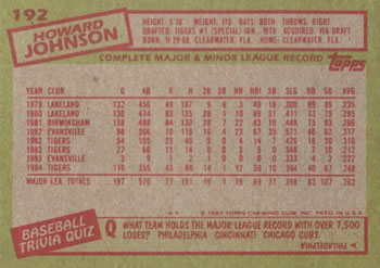 Howard Johnson  baseball card collectible - Main Image 2