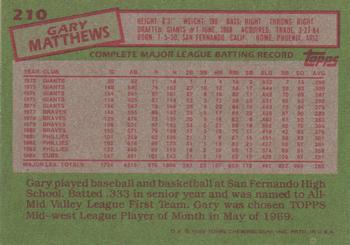 Gary Matthews  baseball card collectible - Main Image 2
