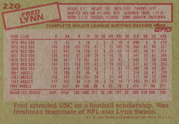 Fred Lynn  baseball card collectible - Main Image 2