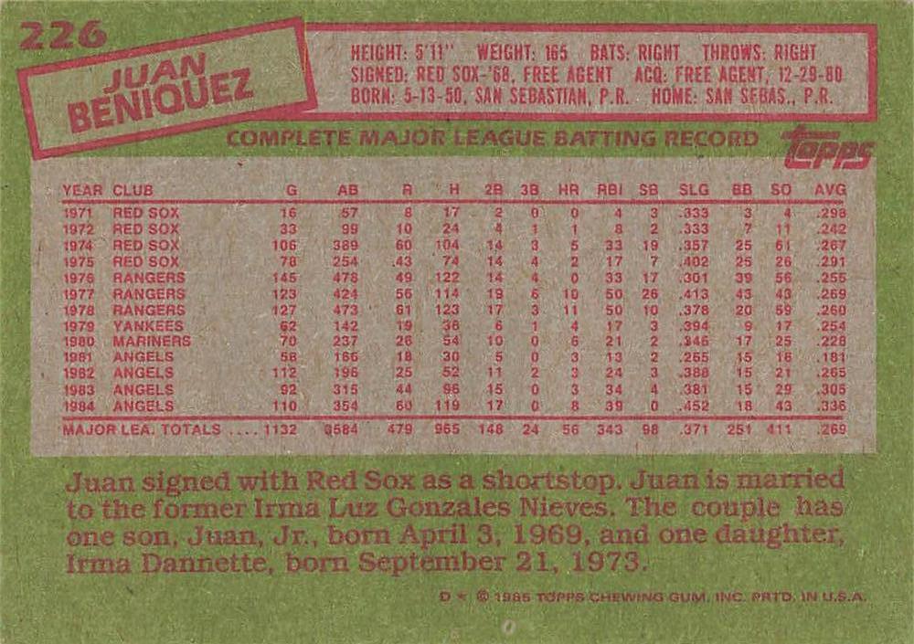 Juan Beniquez  baseball card collectible - Main Image 2