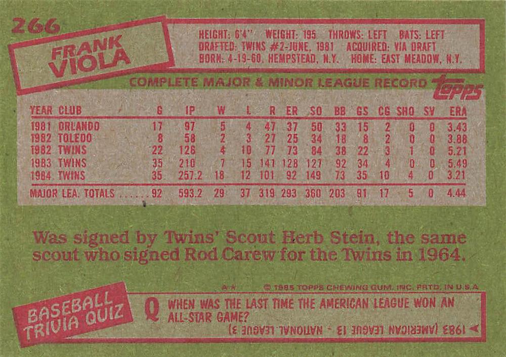 Frank Viola  baseball card collectible - Main Image 2