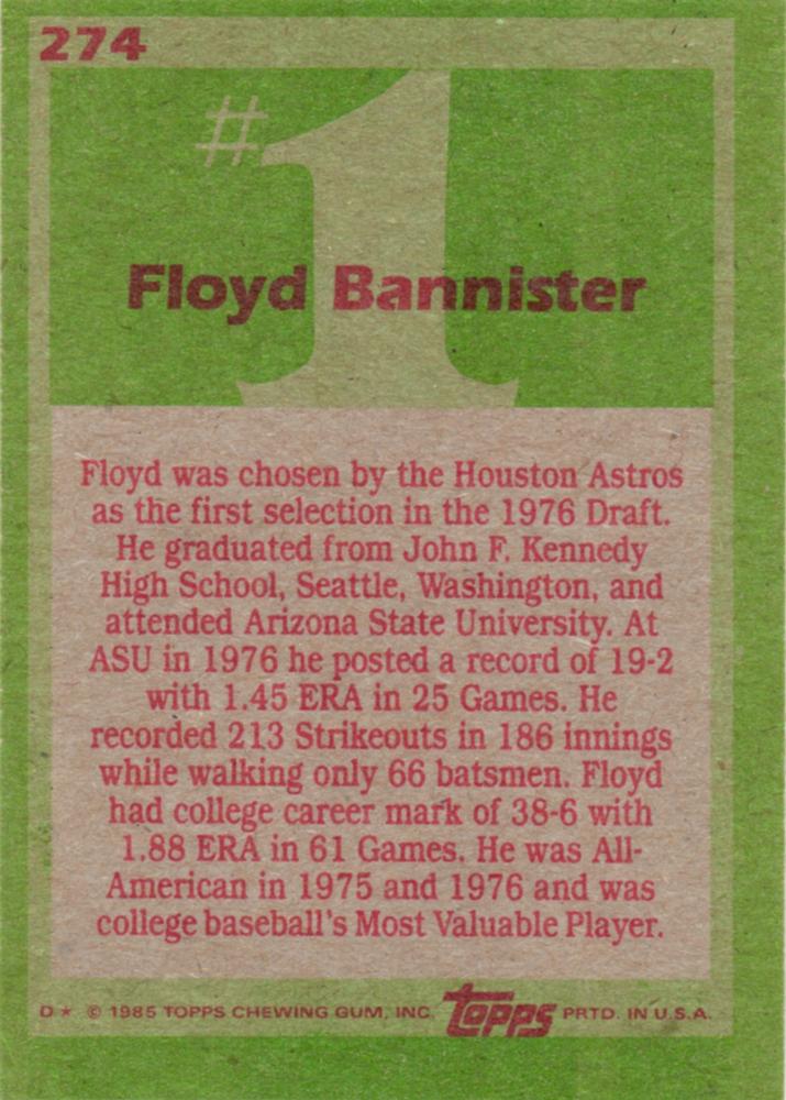 Floyd Bannister  baseball card collectible - Main Image 2
