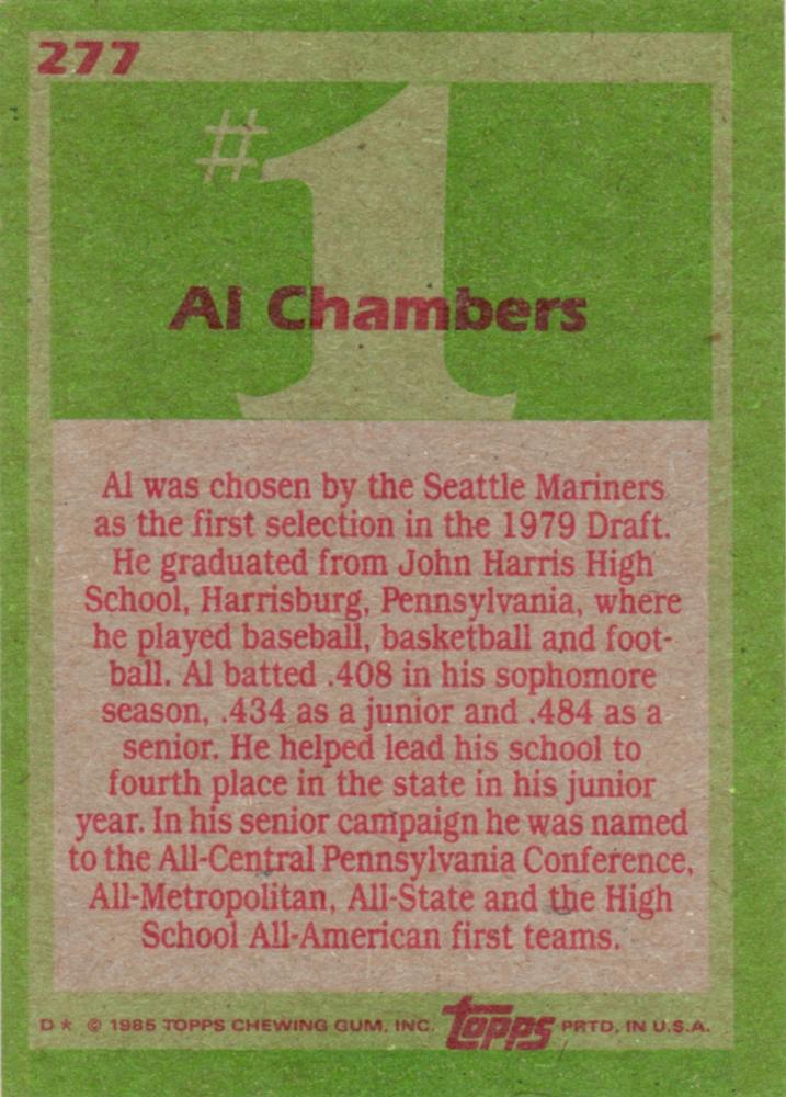 Al Chambers  baseball card collectible - Main Image 2