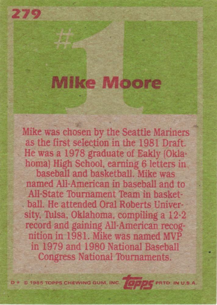 Mike Moore  baseball card collectible - Main Image 2