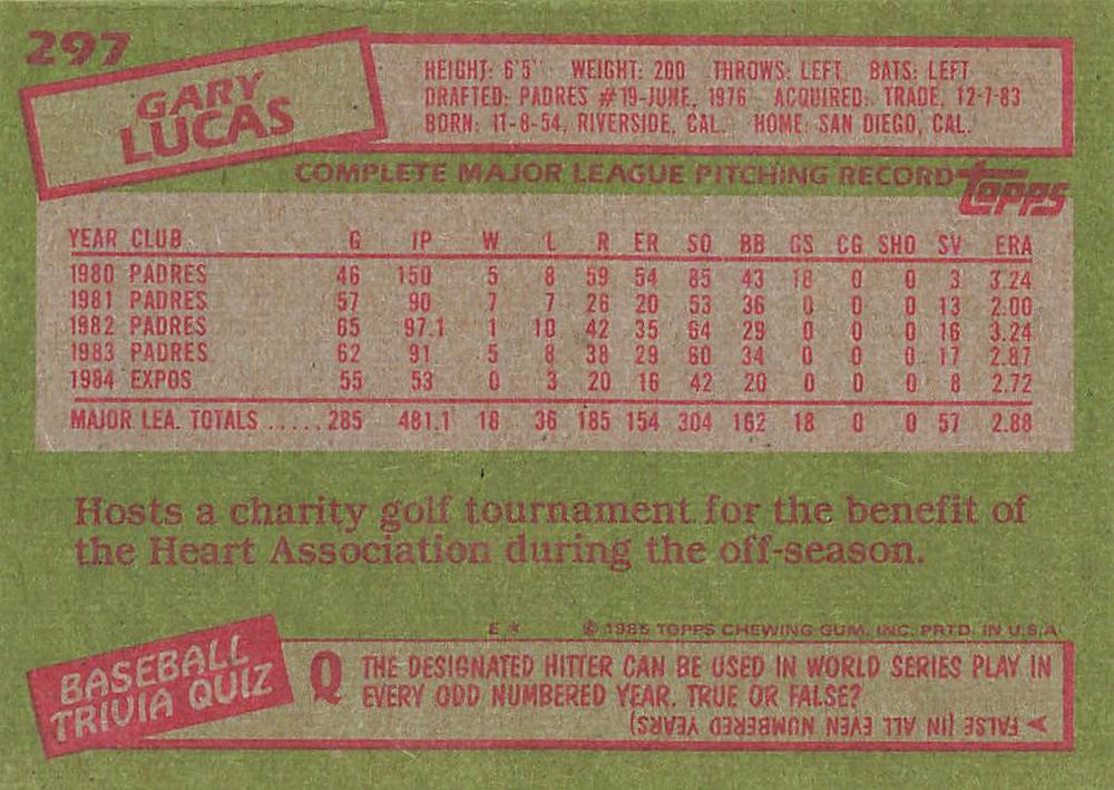 Gary Lucas  baseball card collectible - Main Image 2