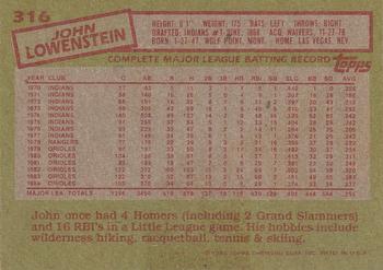 John Lowenstein  baseball card collectible - Main Image 2