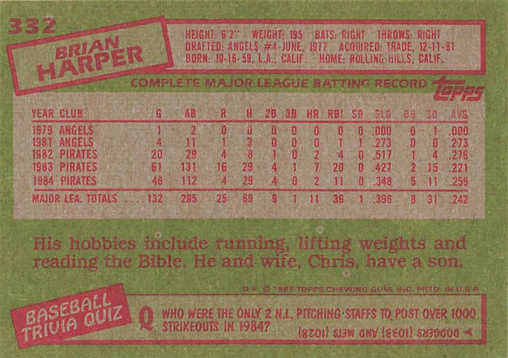 Brian Harper  baseball card collectible - Main Image 2