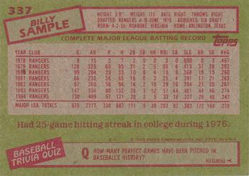 Billy Sample  baseball card collectible - Main Image 2