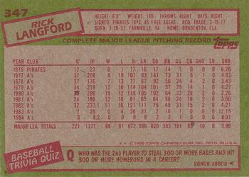 Rick Langford  baseball card collectible - Main Image 2