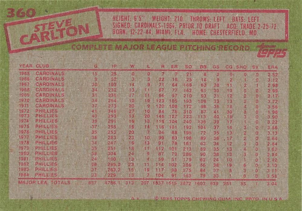 Steve Carlton  baseball card collectible - Main Image 2