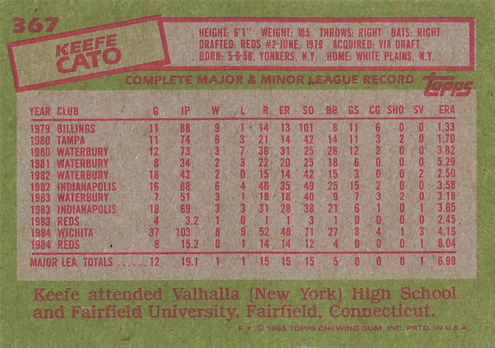 Keefe Cato  baseball card collectible - Main Image 2