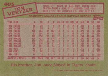 Tom Veryzer  baseball card collectible - Main Image 2