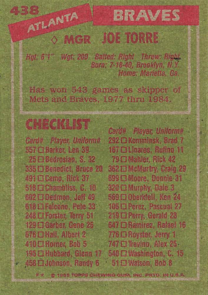 Joe Torre  baseball card collectible - Main Image 2