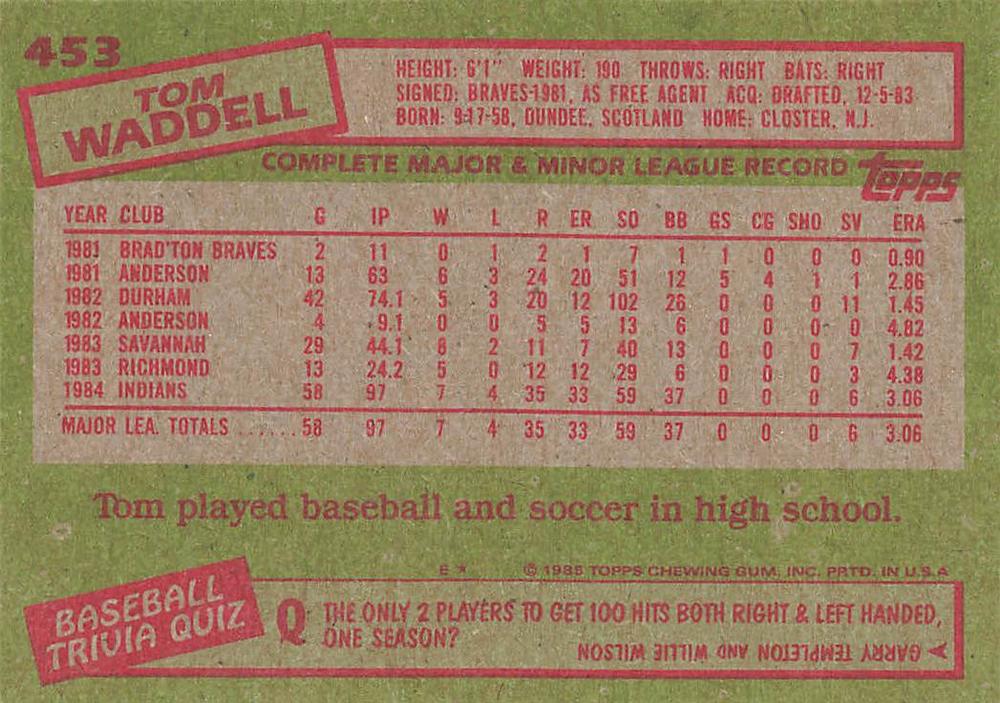 Tom Waddell  baseball card collectible - Main Image 2