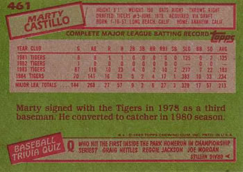 Marty Castillo  baseball card collectible - Main Image 2