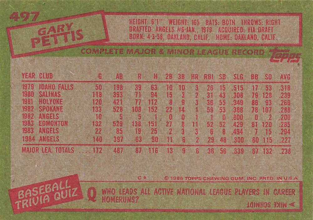 Gary Pettis  baseball card collectible - Main Image 2