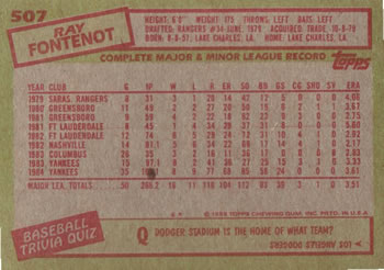 Ray Fontenot  baseball card collectible - Main Image 2