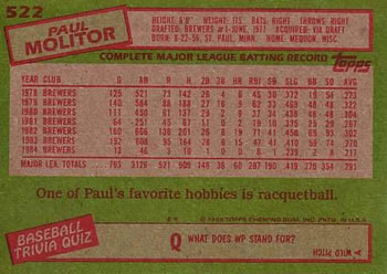 Paul Molitor  baseball card collectible - Main Image 2
